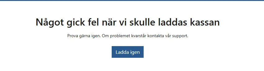 Information: Felsökning av kassan pågår